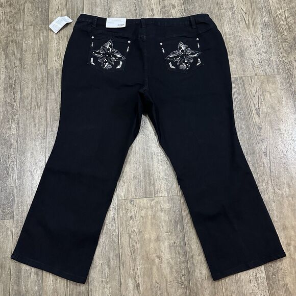 NEW CJ Banks BARELY BOOT Cut Sz 24 WP Black High Rise Jeans Denim Pants 44x28.5 - Picture 2 of 13